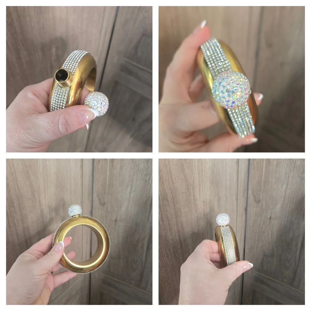 Flask Gold and Silver Rhinestone Flask Bracelet NEW
